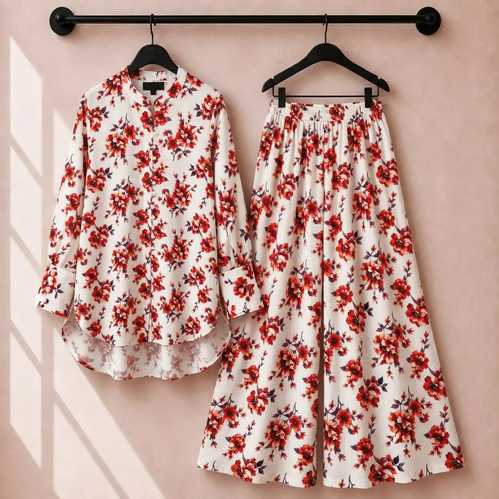 2 Pcs Women's Stitched Swiss Lawn Printed Co-Ord Set