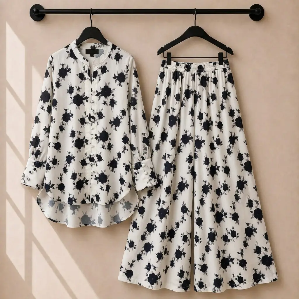 2 Pcs Women's Stitched Swiss Lawn Printed Co-Ord Set