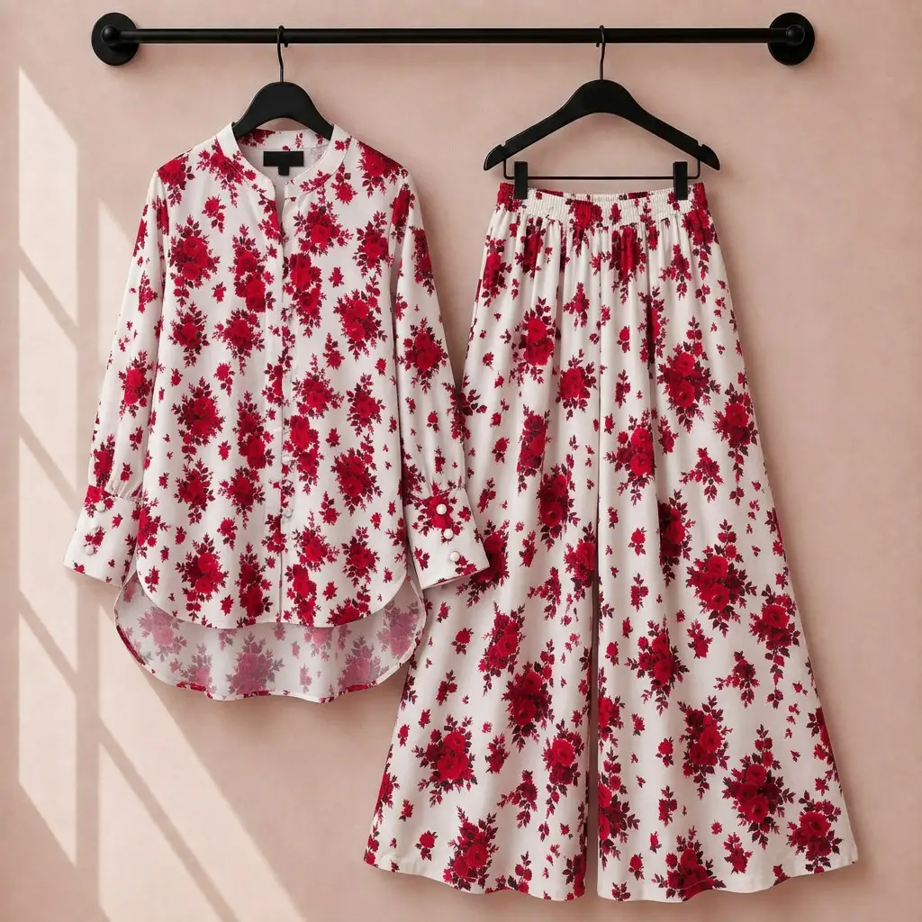 2 Pcs Women's Stitched Swiss Lawn Printed Co-Ord Set