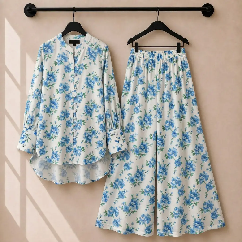 2 Pcs Women's Stitched Swiss Lawn Printed Co-Ord Set