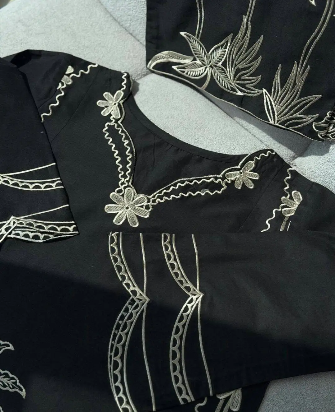 2 Pcs Women's Stitched Cotton Embroidered Shirt And Trouser
