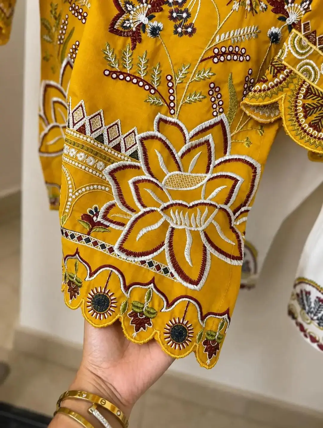 2 Pcs Women's Stitched Cotton Embroidered Shirt And Trouser
