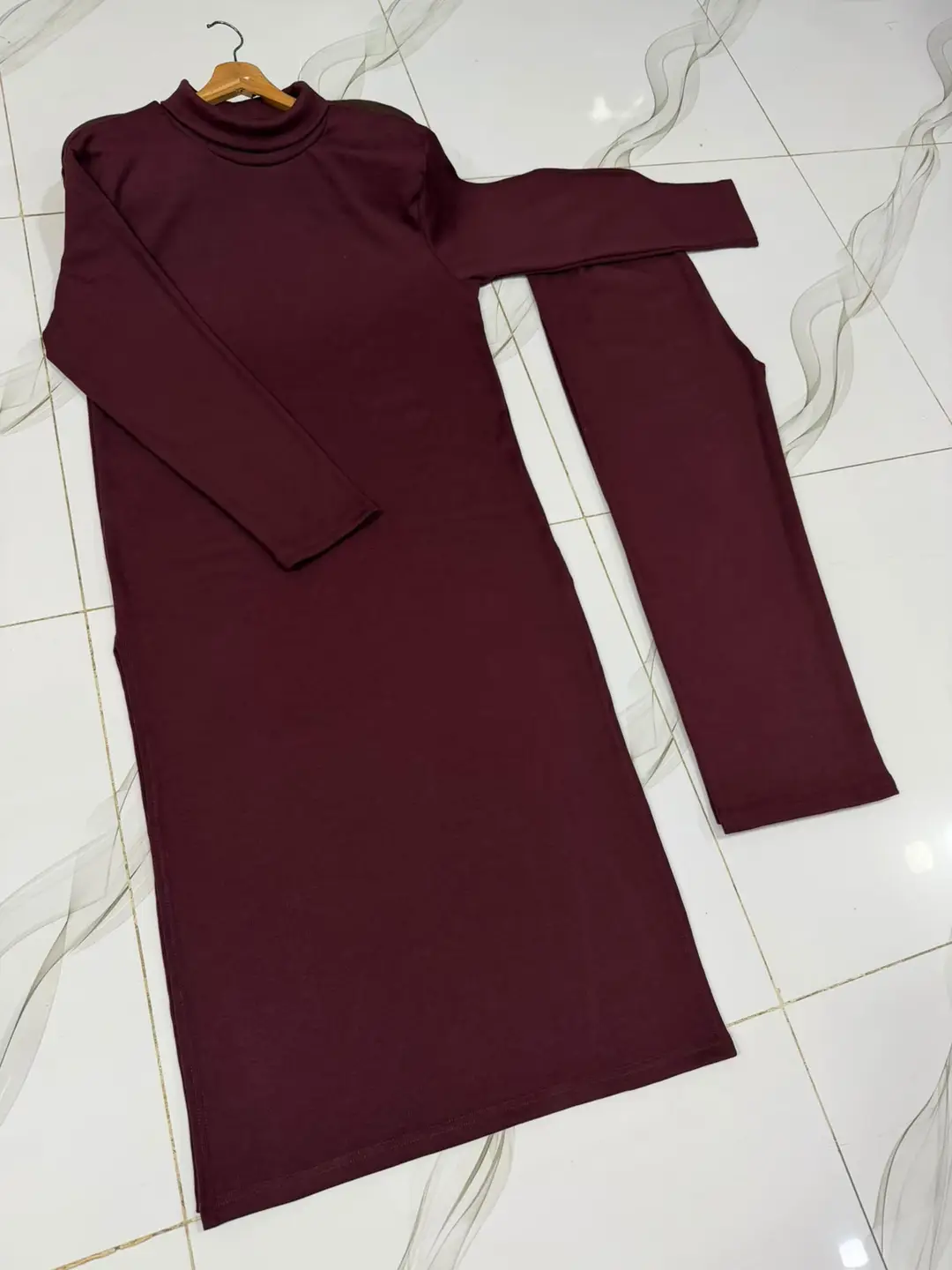 2 Pcs Women's Stitched Grip Plain Co-Ord Set