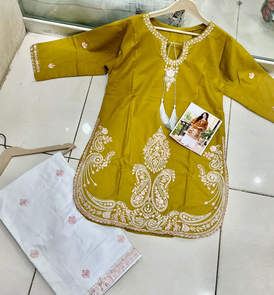 2 Pcs Women's Stitched Sequence Embroidery Work On Neck,