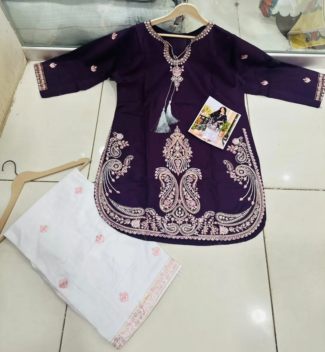 2 Pcs Women's Stitched Sequence Embroidery Work On Neck,
