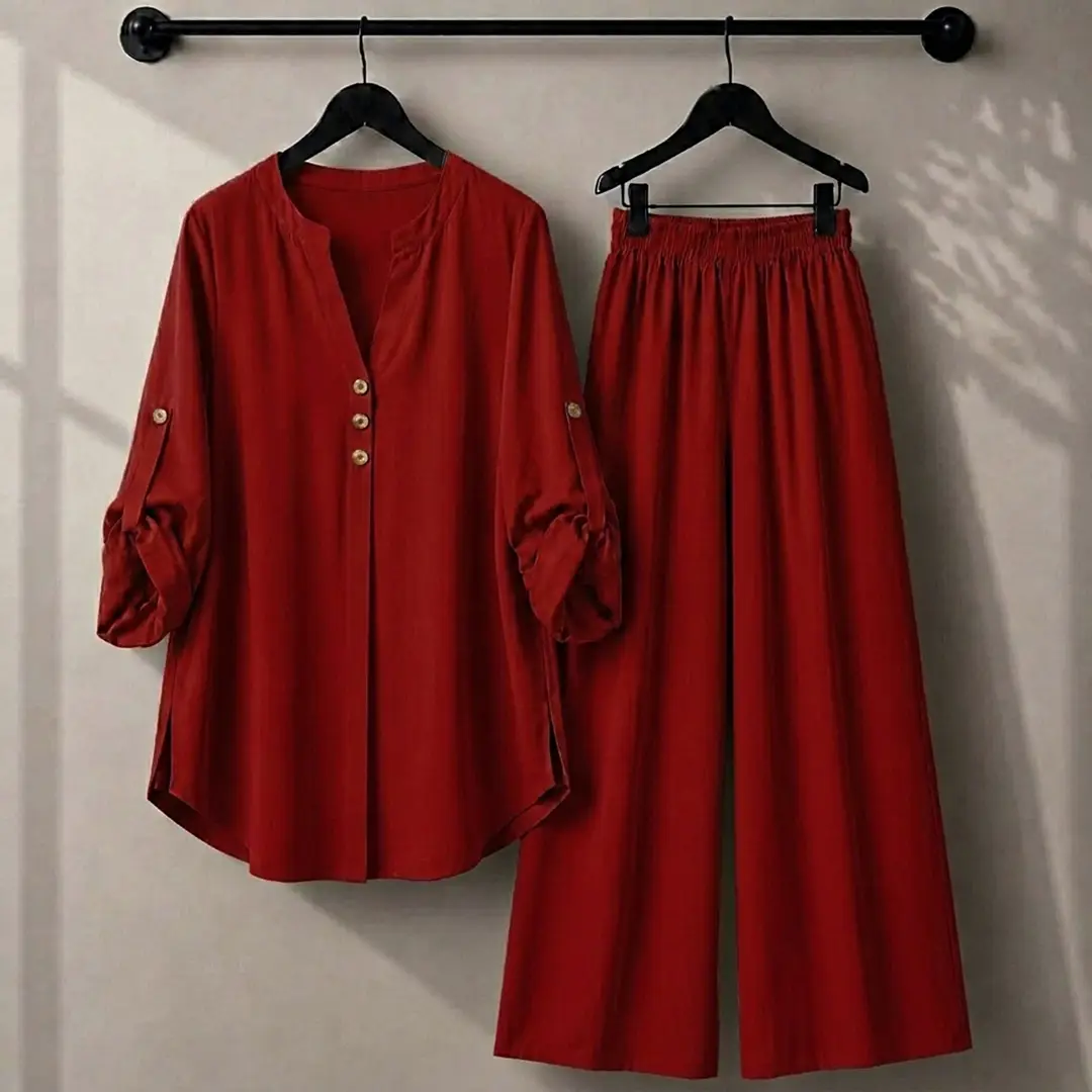 2 Pcs Women's Stitched Georgette Plain Shirt And Trouser