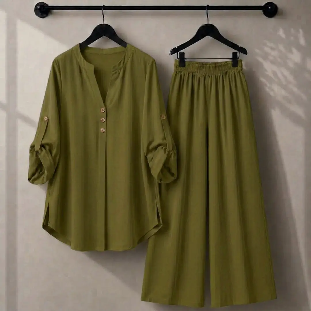 2 Pcs Women's Stitched Georgette Plain Shirt And Trouser