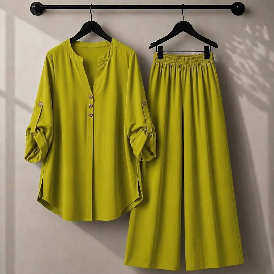 2 Pcs Women's Stitched Georgette Plain Shirt And Trouser