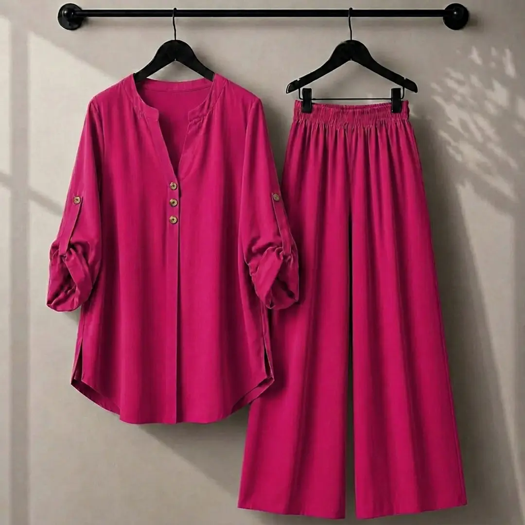 2 Pcs Women's Stitched Georgette Plain Shirt And Trouser