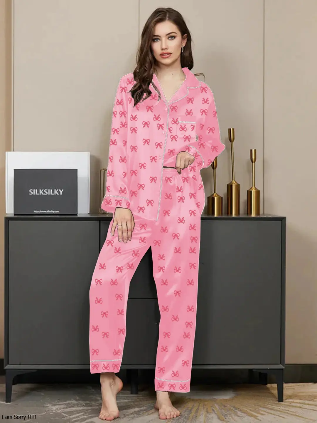 2 Pcs Women's Stitched Silk Printed Night Suit