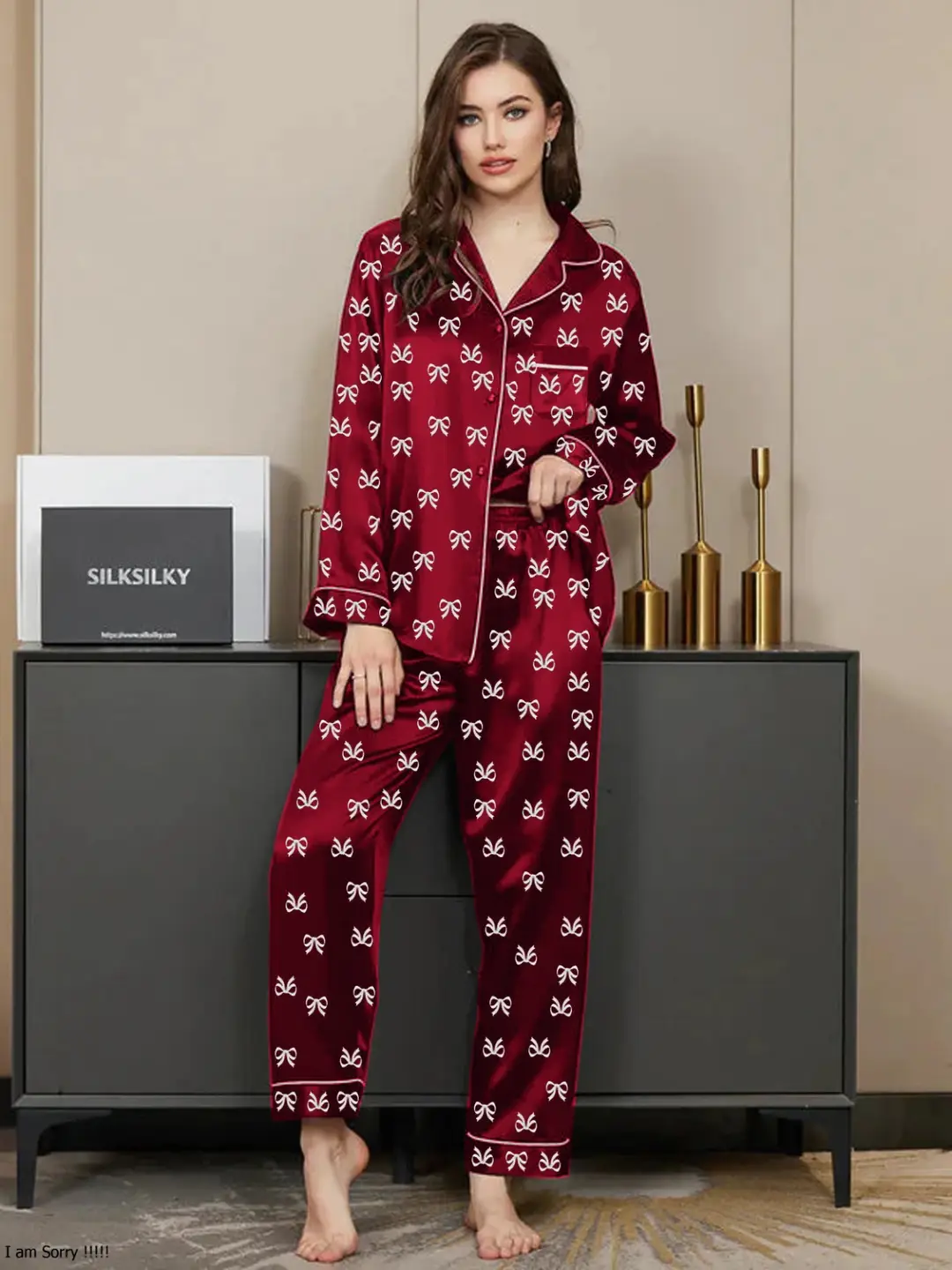 2 Pcs Women's Stitched Silk Printed Night Suit