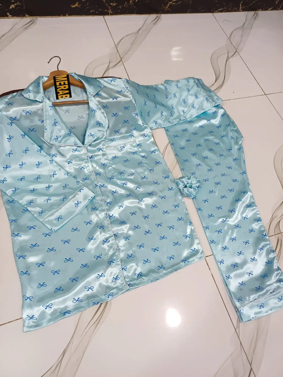 2 Pcs Women's Stitched Silk Printed Night Suit