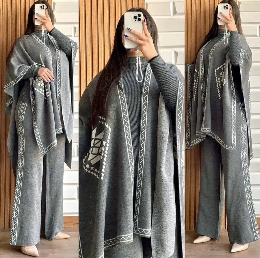 3 Pcs Women's Stitched Fleece Printed Tracksuit