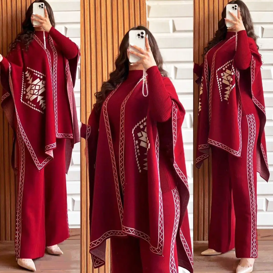 3 Pcs Women's Stitched Fleece Printed Tracksuit