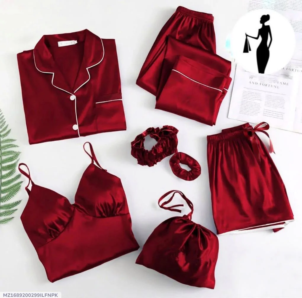 Maroon Silk Camisole Set for Women Size L