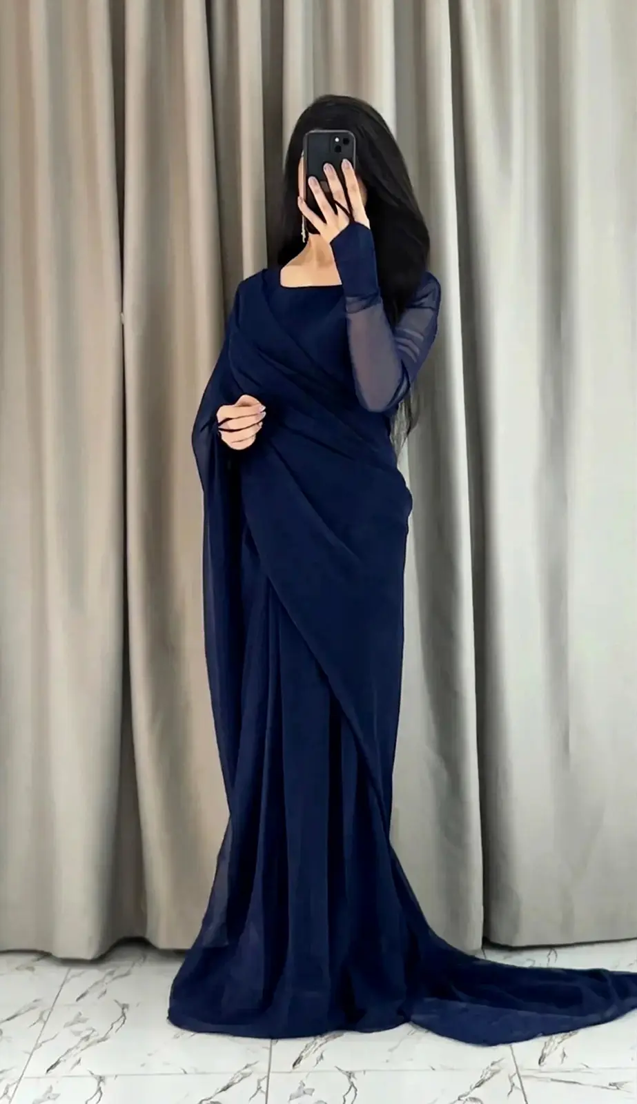 3 Pcs Women’s Chiffon Plain Stitched Saree