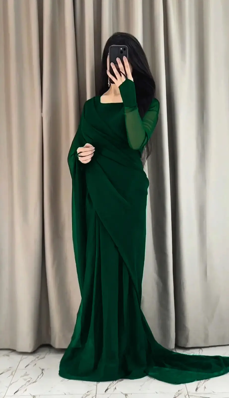 3 Pcs Women’s Chiffon Plain Stitched Saree