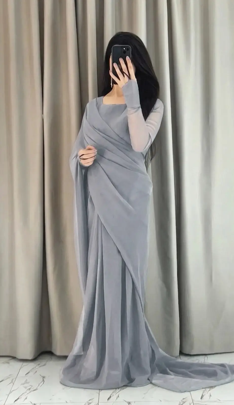 3 Pcs Women’s Chiffon Plain Stitched Saree