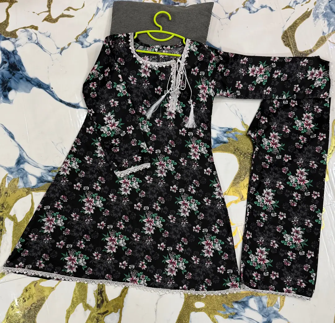 2 Pcs Girl's Cotton Lawn Printed Kurta And Pajama
