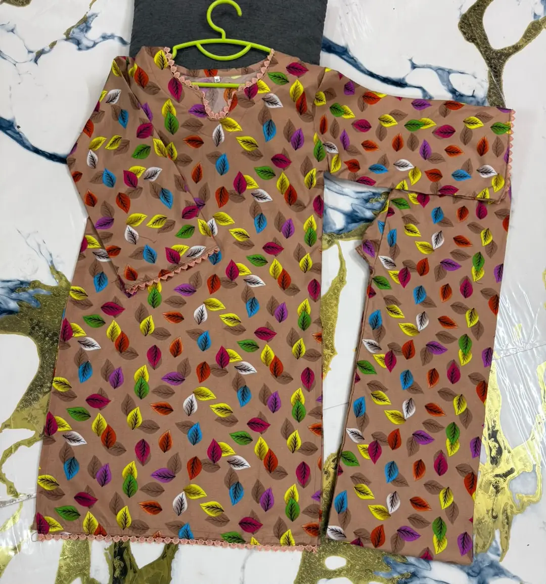 2 Pcs Girl's Cotton Lawn Printed Kurta And Pajama