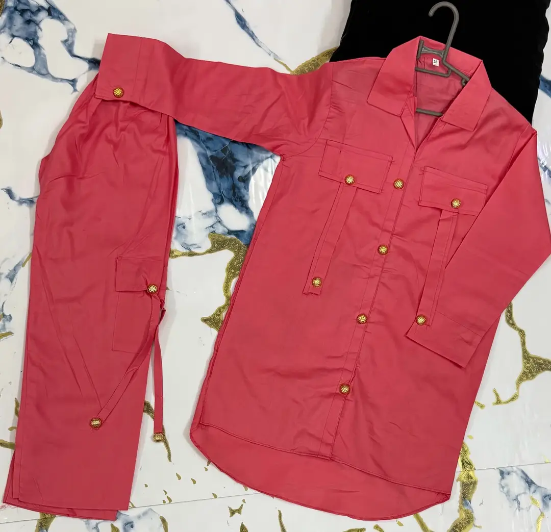2 Pcs Girl's Cotton Plain Kurta And Pajama