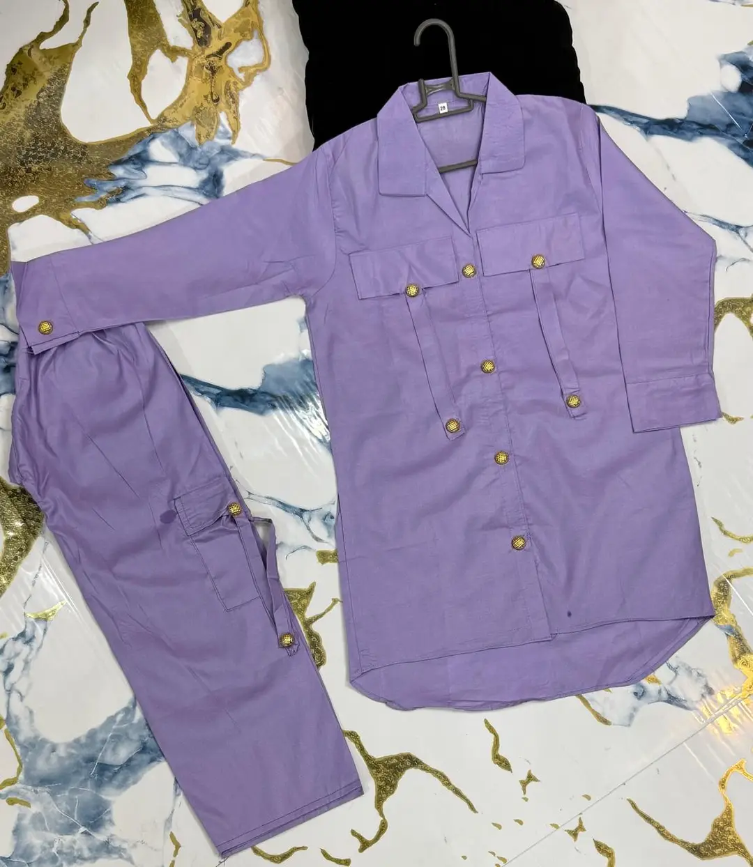 2 Pcs Girl's Cotton Plain Kurta And Pajama