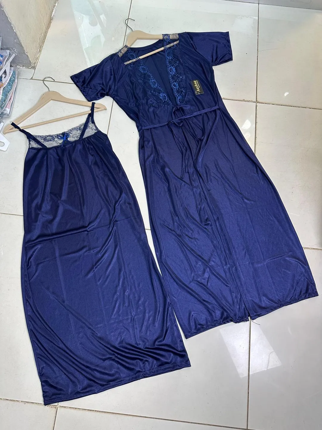2 Piece Blue Lace Nighty Set for Bridal Wear