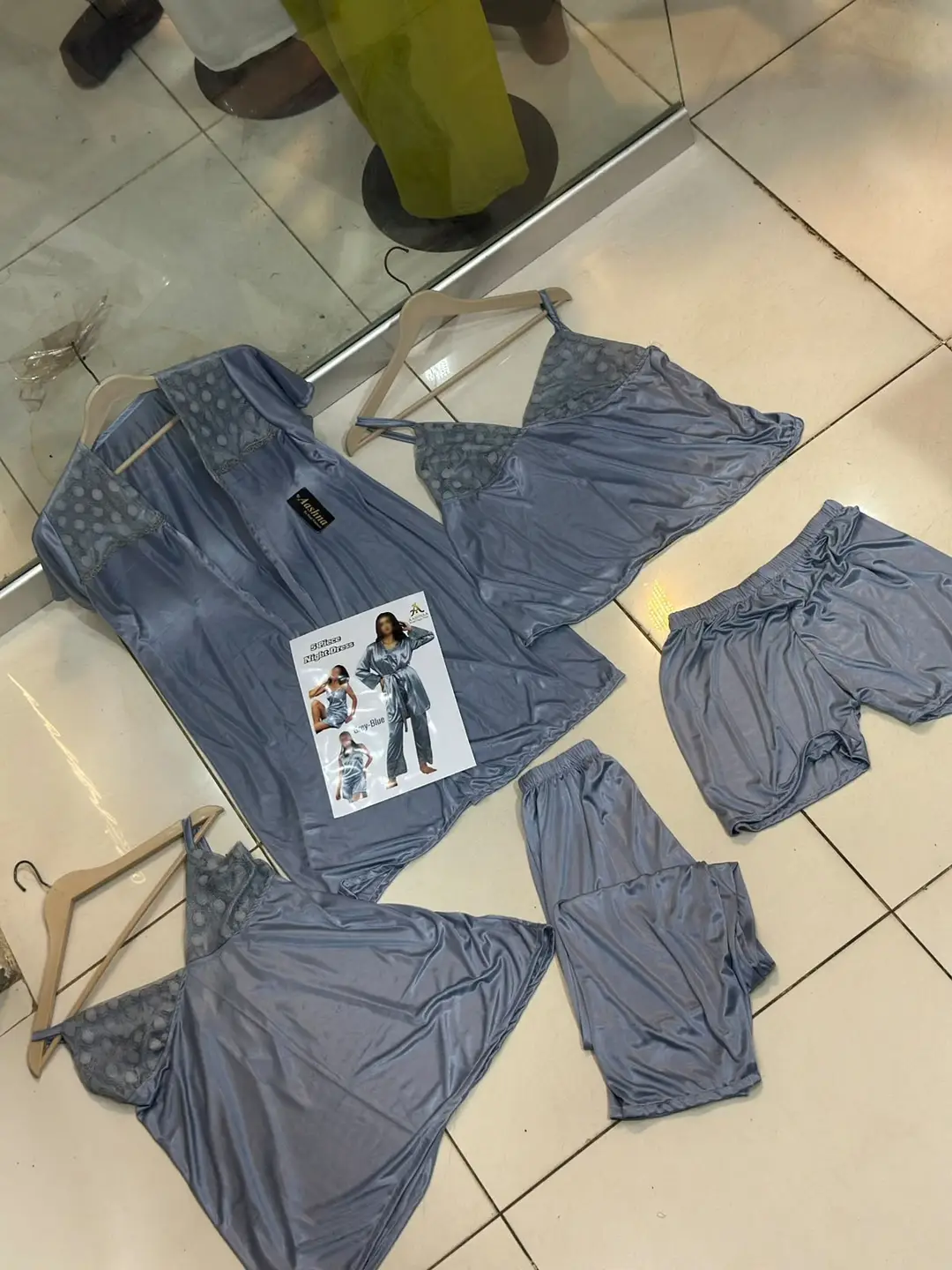 5 pcs Jersey Frilly Lightweight And Breathable Nightwear Set