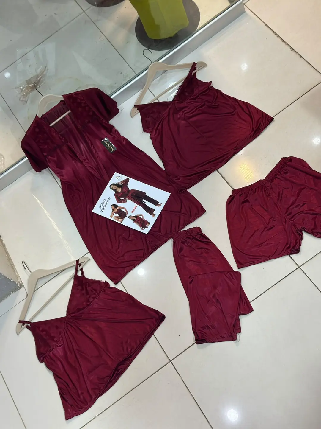 5 pcs Jersey Frilly Lightweight And Breathable Nightwear Set