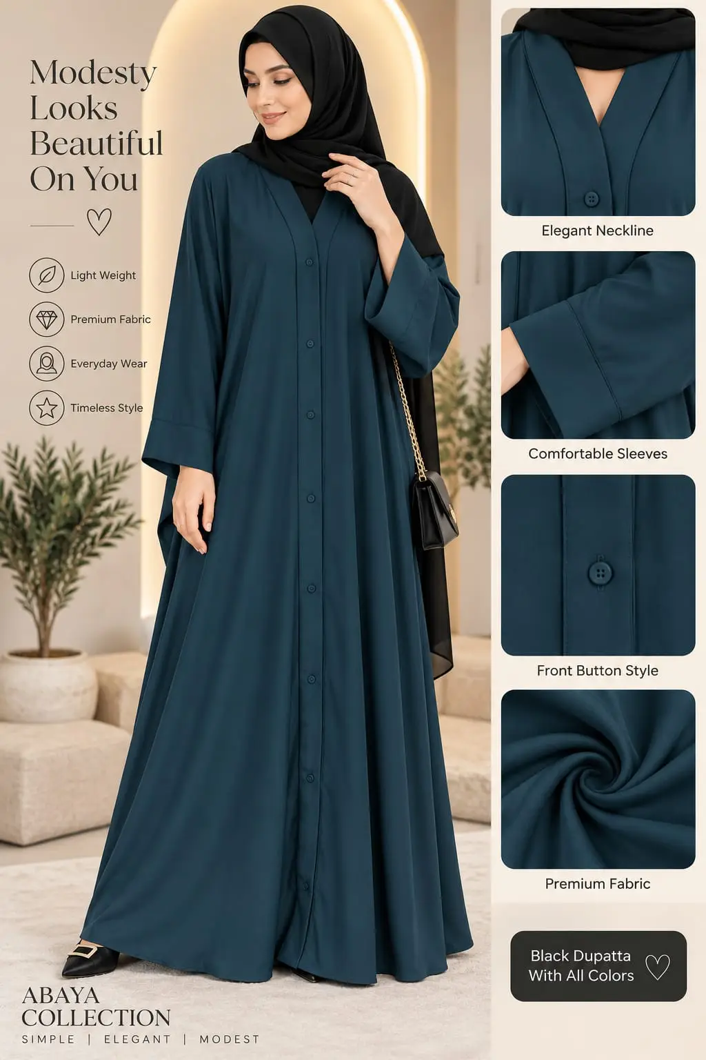 Nida Plain Classic Abaya