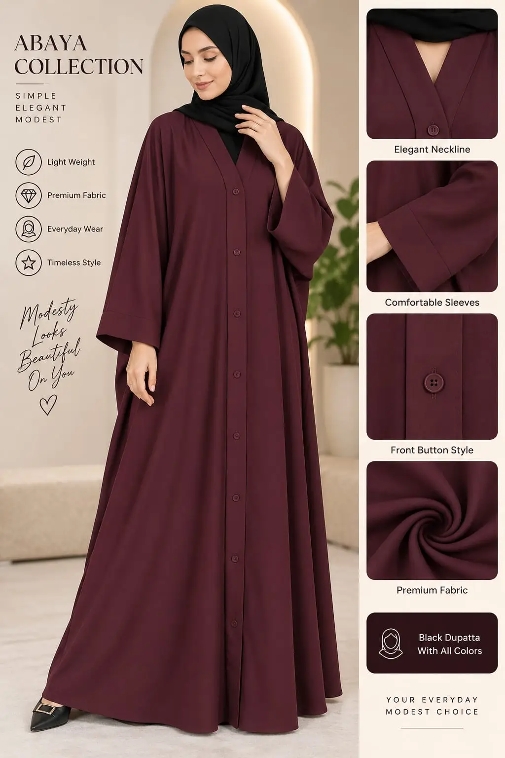 Nida Plain Classic Abaya