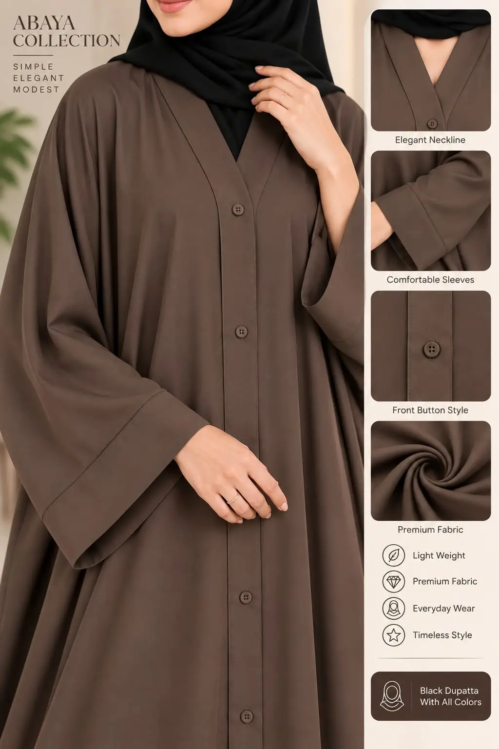 Nida Plain Classic Abaya