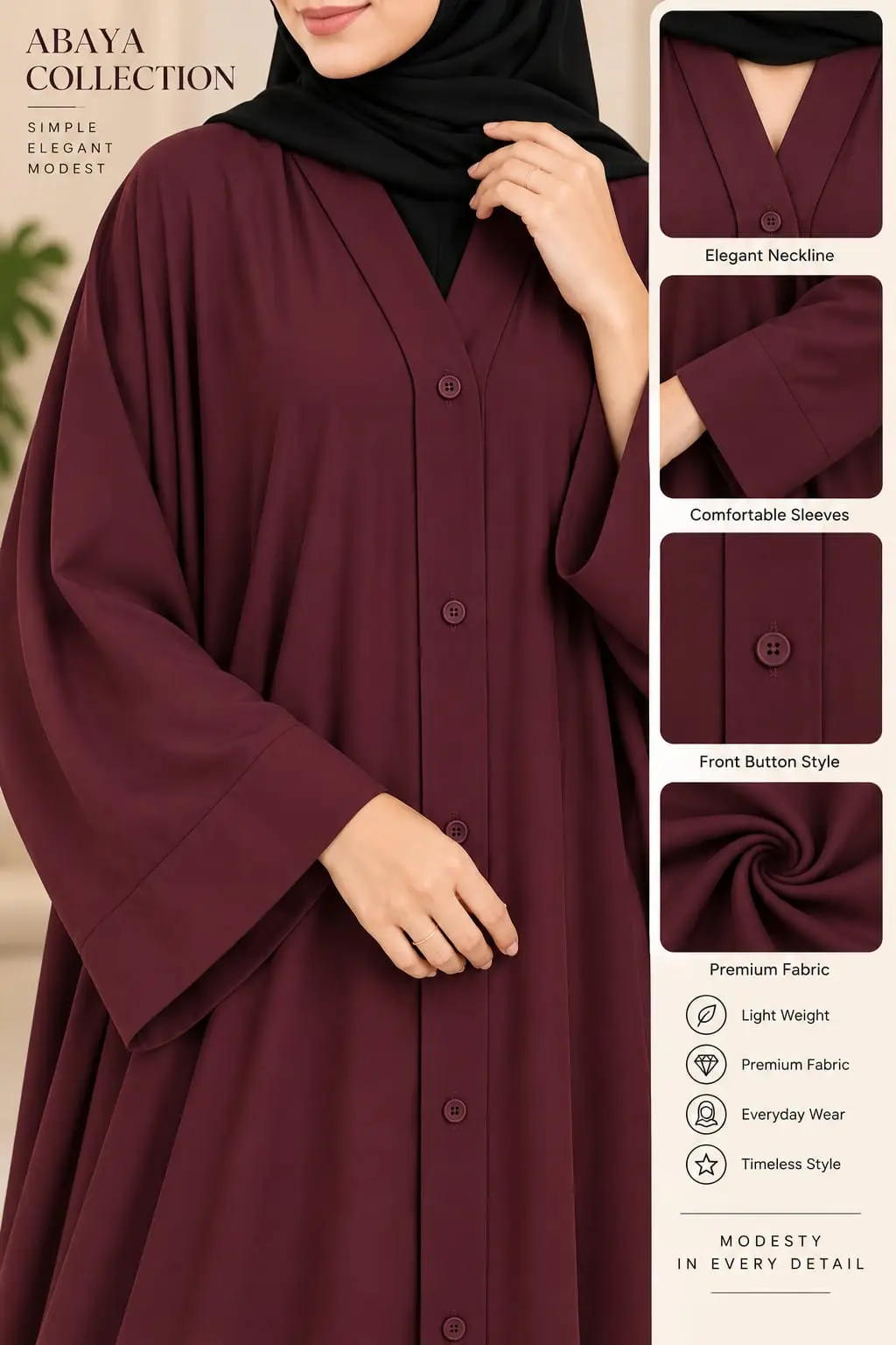 Nida Plain Classic Abaya