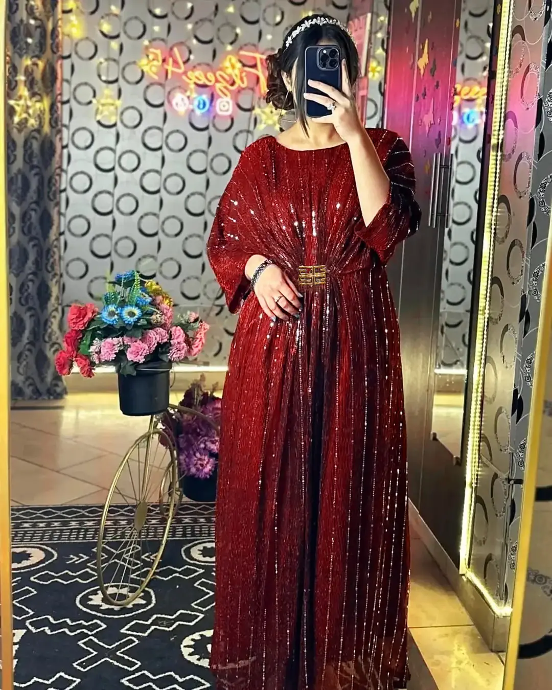 1 Pc Women's Stitched Moonlight Applique Kaftan