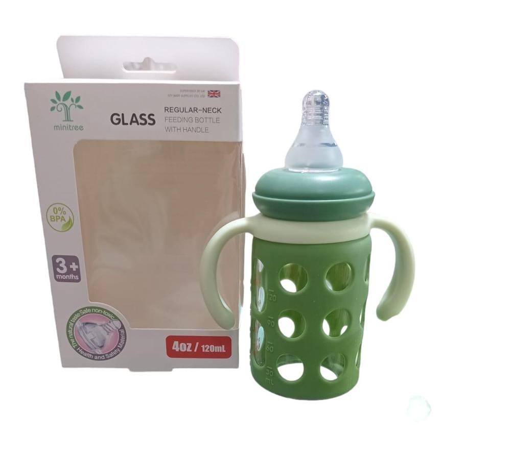 Baby Glass Feeder Bottle With Handle, 120 ML