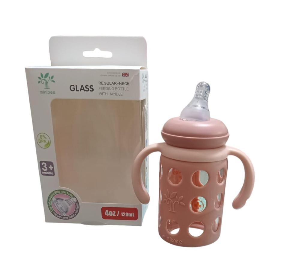 Baby Glass Feeder Bottle With Handle, 120 ML