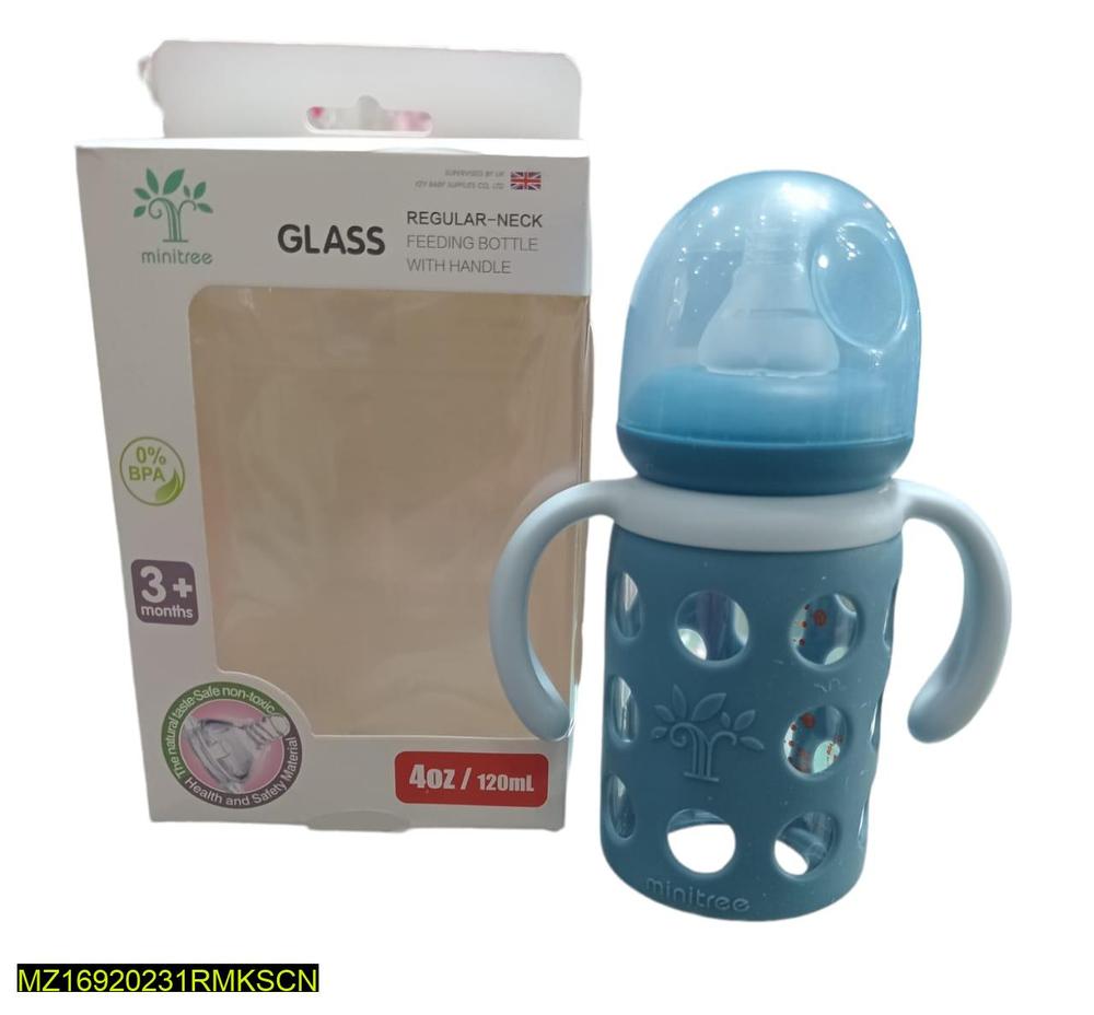 Baby Glass Feeder Bottle With Handle, 120 ML