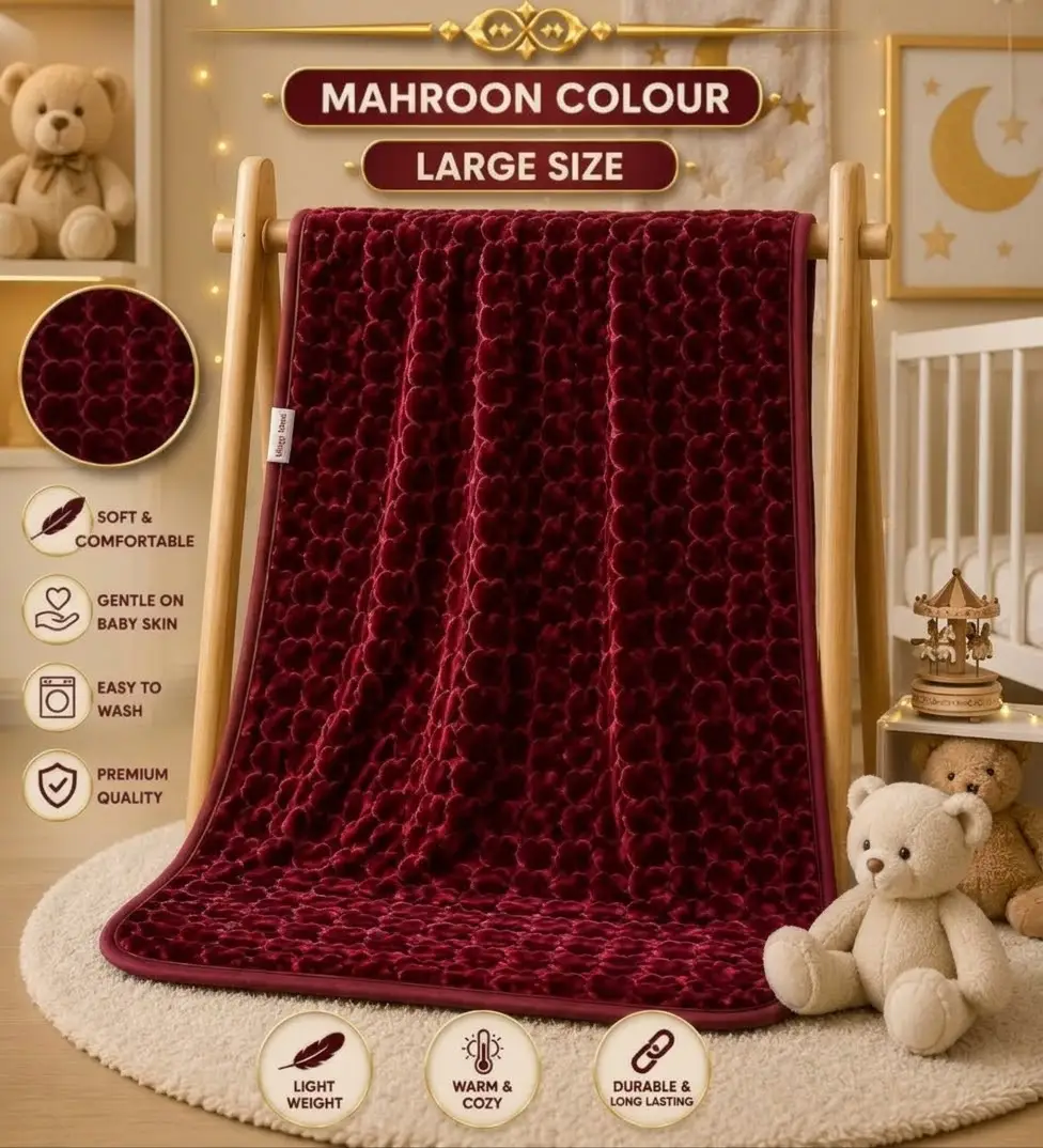 Baby blanket printed embossed double ply Large 