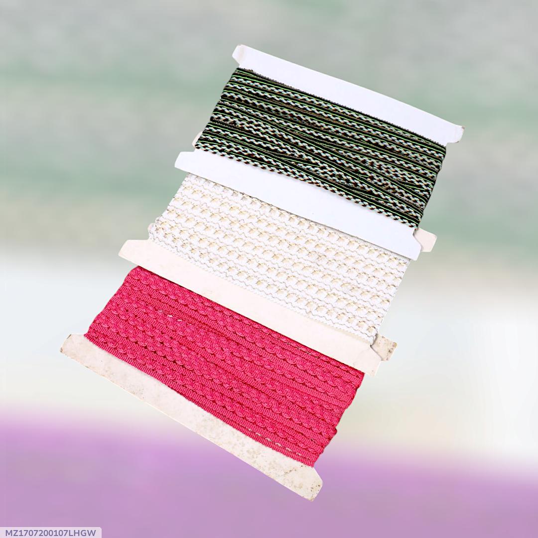 Premium Braided Lace Set Green White Pink for Pakistani Fashion