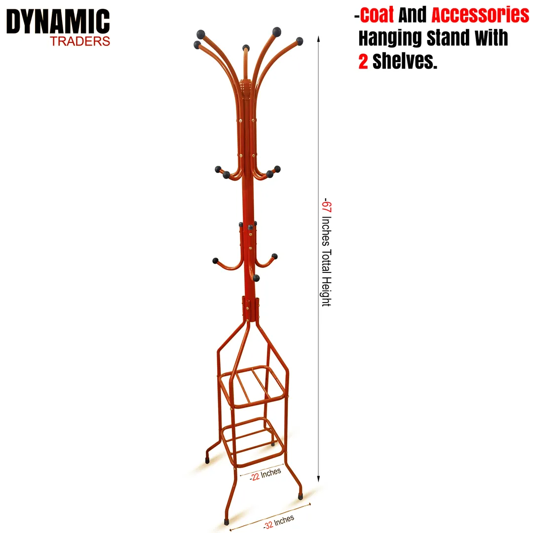 Iron Hanging Clothes Stand Red Orange 47"