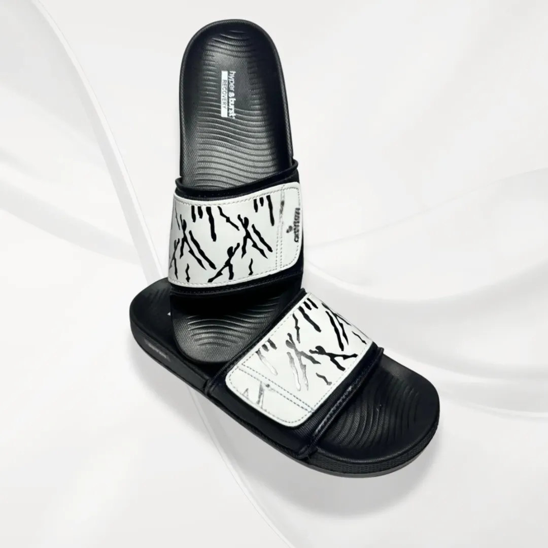 Black Graphic Slide Slippers for Hot Weather