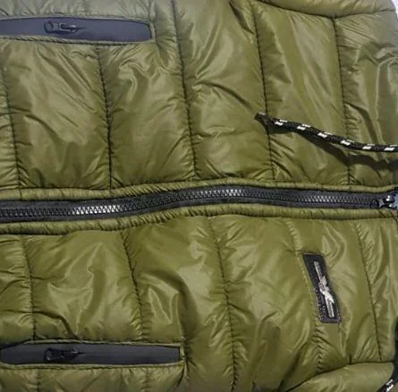 Boy's Olive Green Quilted Puffer Jacket with Hood & Zip Pockets