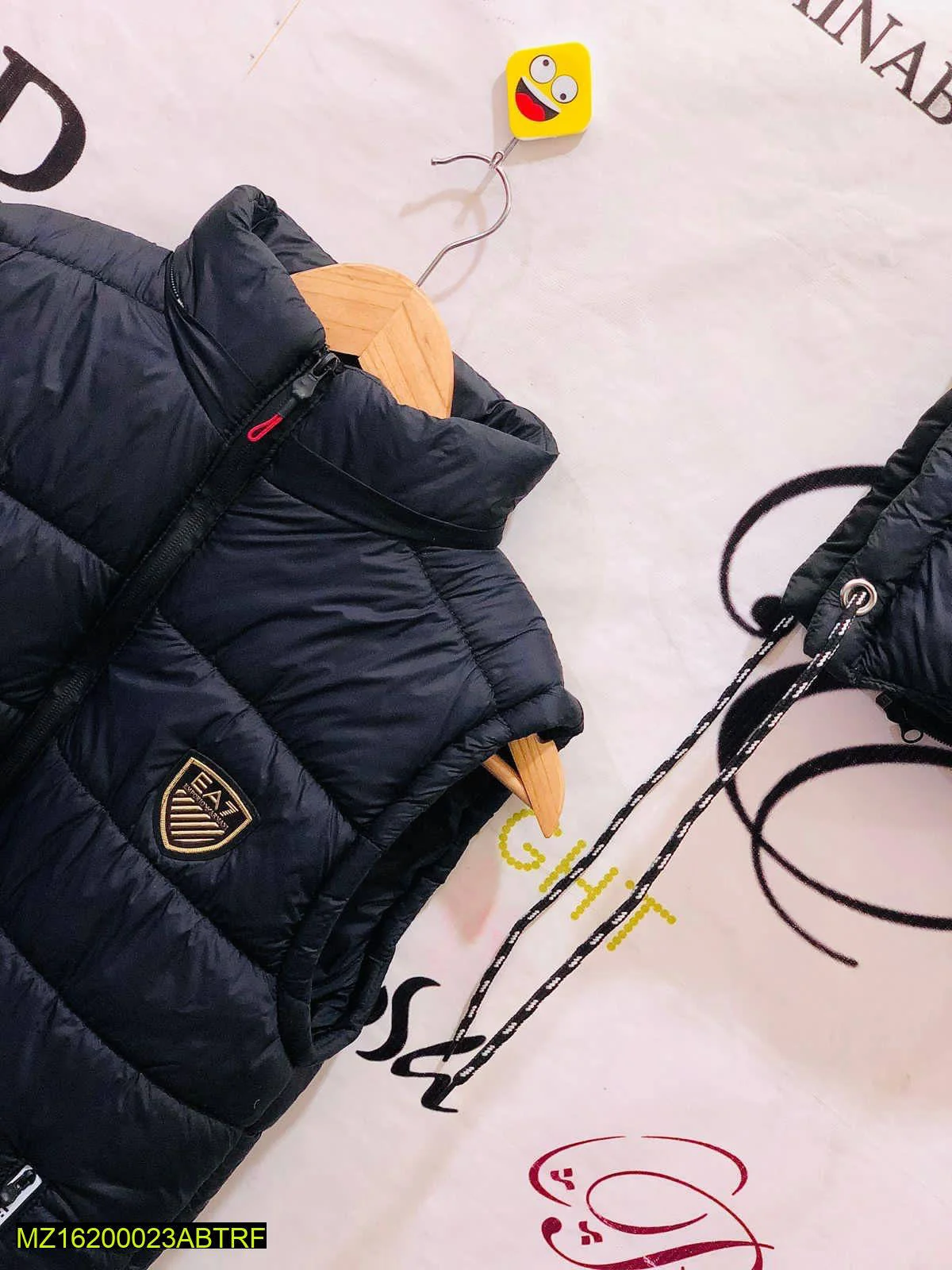Men Sleeveless Puffer Vest Navy Blue with EA7 Logo