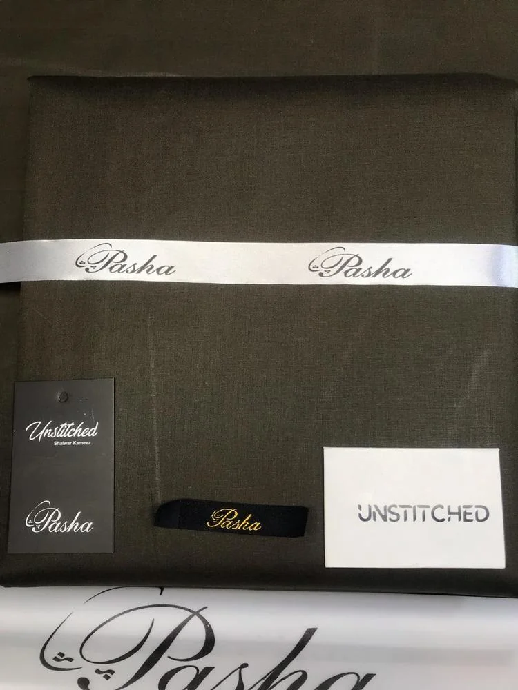 Men Unstitched Cotton Suit Olive Green Eid Formal Wear