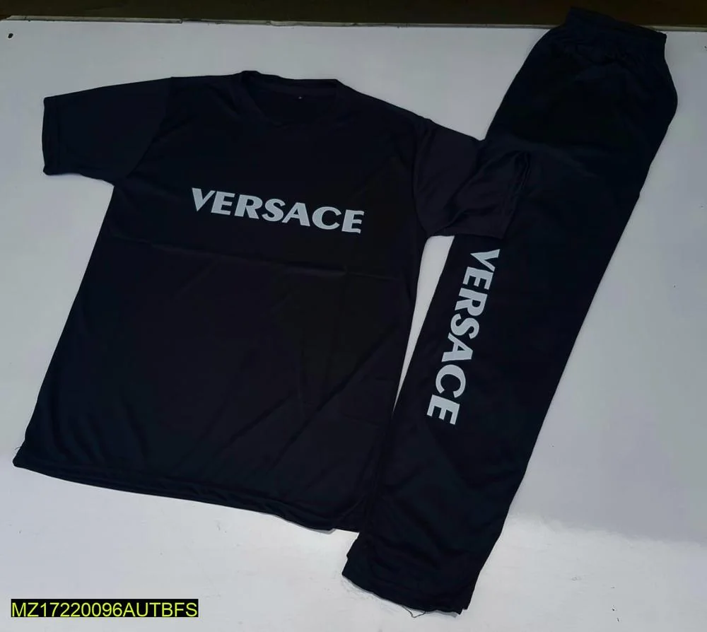 Men Micro Interlock Versace Track Suit Black