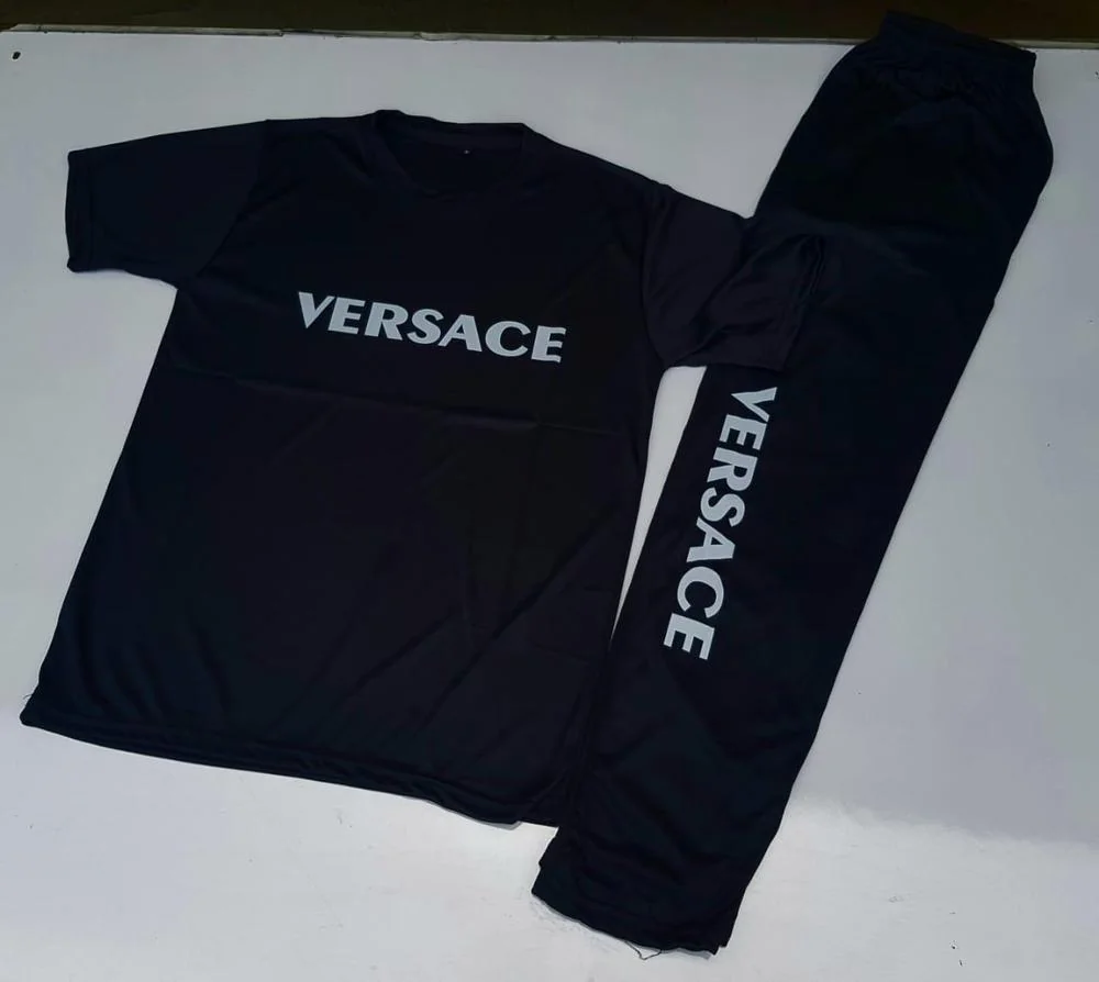 Men Micro Interlock Versace Track Suit Black