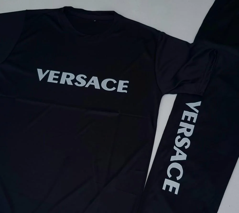 Men Micro Interlock Versace Track Suit Black