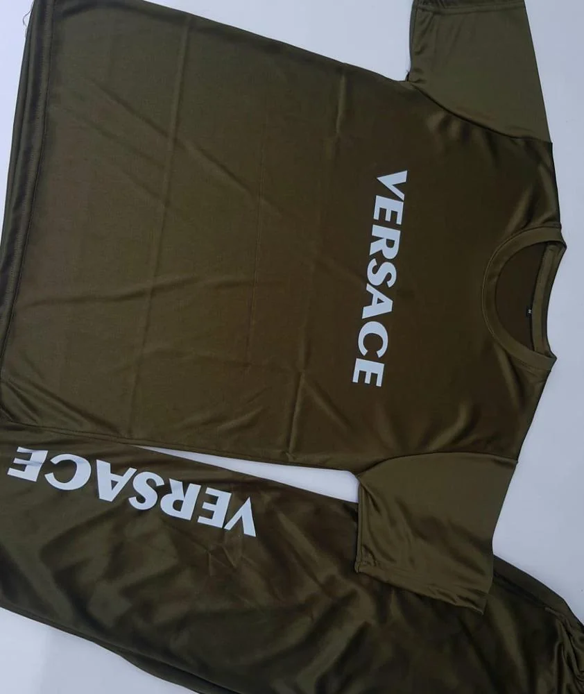 Men Micro Interlock Printed Track Suit Olive Green Versace
