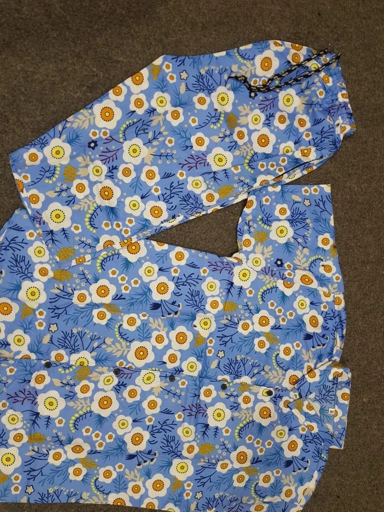 Men Cotton Printed Co-Ord Set Blue Floral Medium to XL