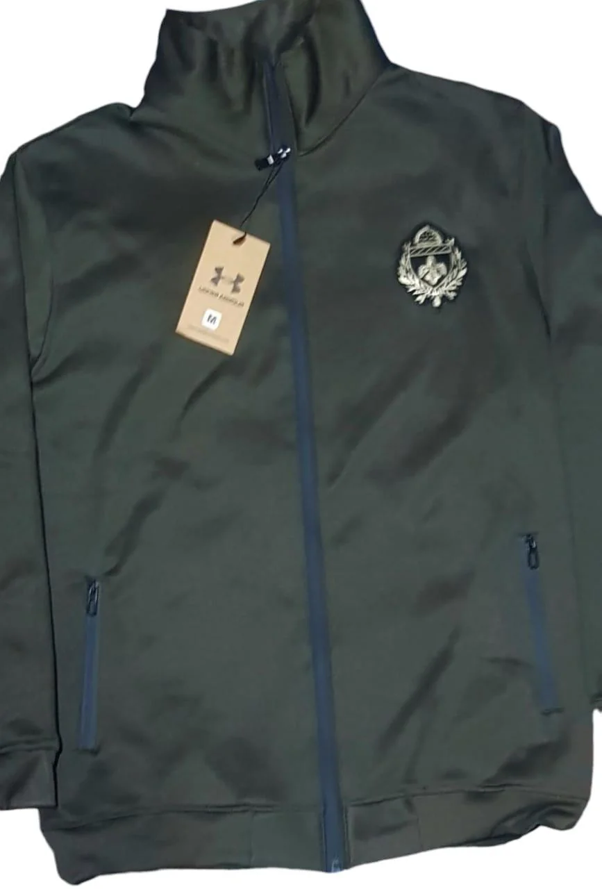 Men Green Fleece Track Suit 2-Piece Set